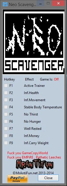 Neo Scavenger: Трейнер/Trainer (+8) [1.0] {MrAntiFun}