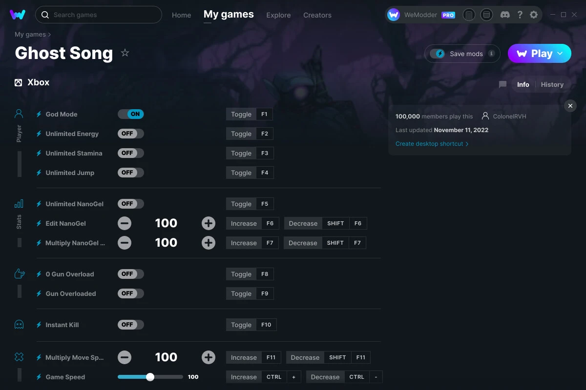 Ghost Song "Трейнер +12" [UPD: 10.11.2022] {ColonelRVH / WeMod}