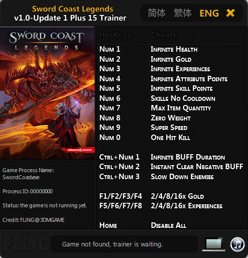 Sword Coast Legends: Трейнер/Trainer (+15) [1.0 / Update 1] {FLiNG}