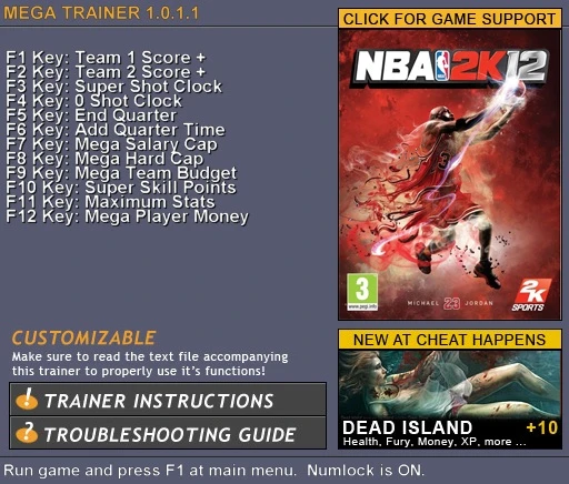 NBA 2k12: Трейнер (+12) [1.0.1.1] {CH}