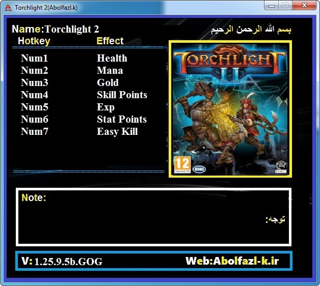 Torchlight 2: Трейнер/Trainer (+7) [1.25.9.5b/GOG] {Abolfazl.k}