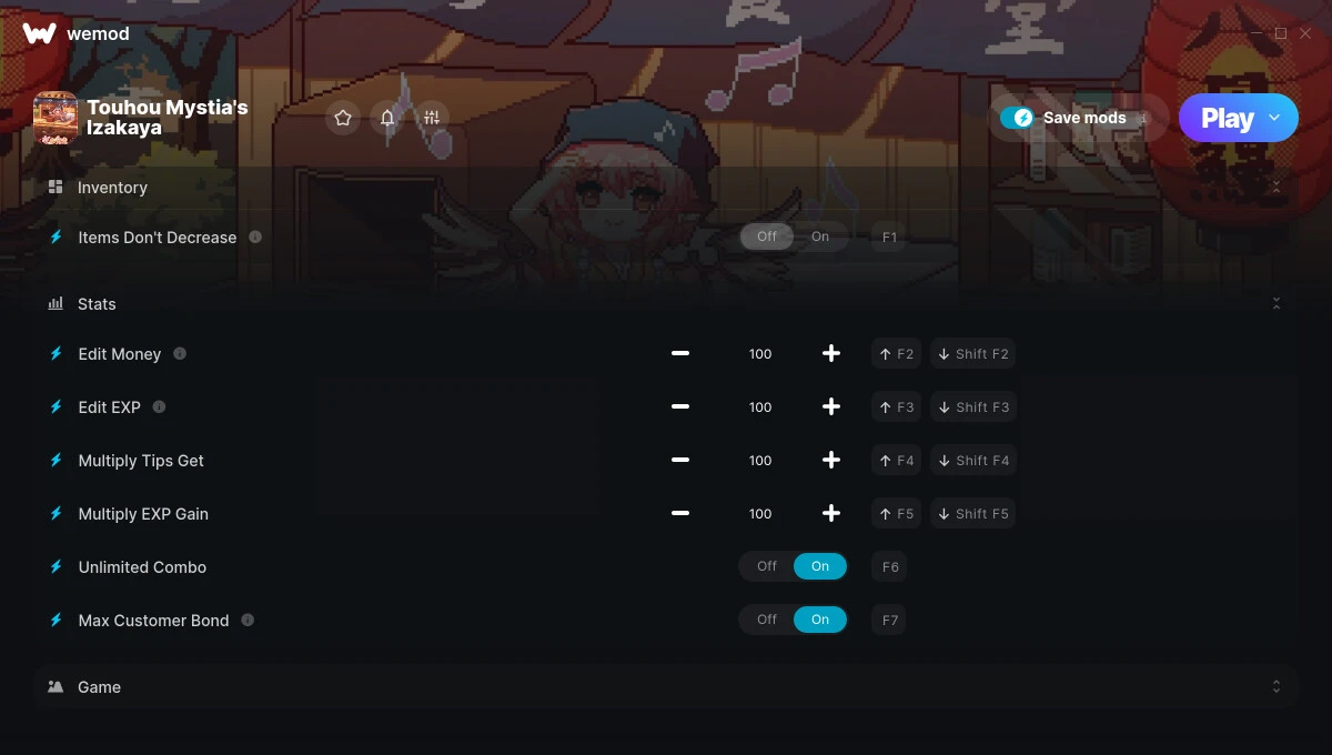Touhou Mystia's Izakaya "Трейнер +12" [UPD: 14.12.2024] {ColonelRVH / WeMod}