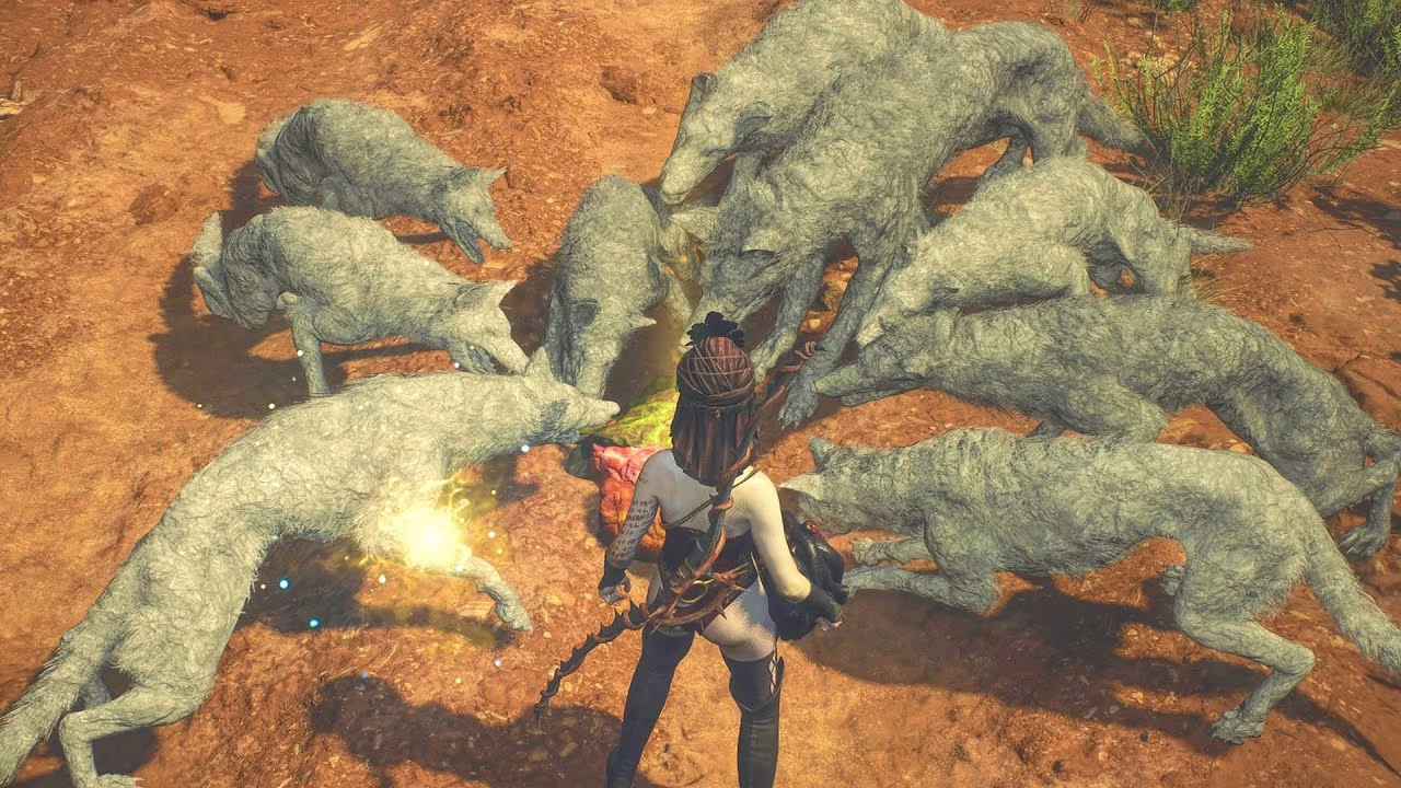 Когда встретил волков в Dragon's Dogma 2, но ты не растерялся, и применил смекалку