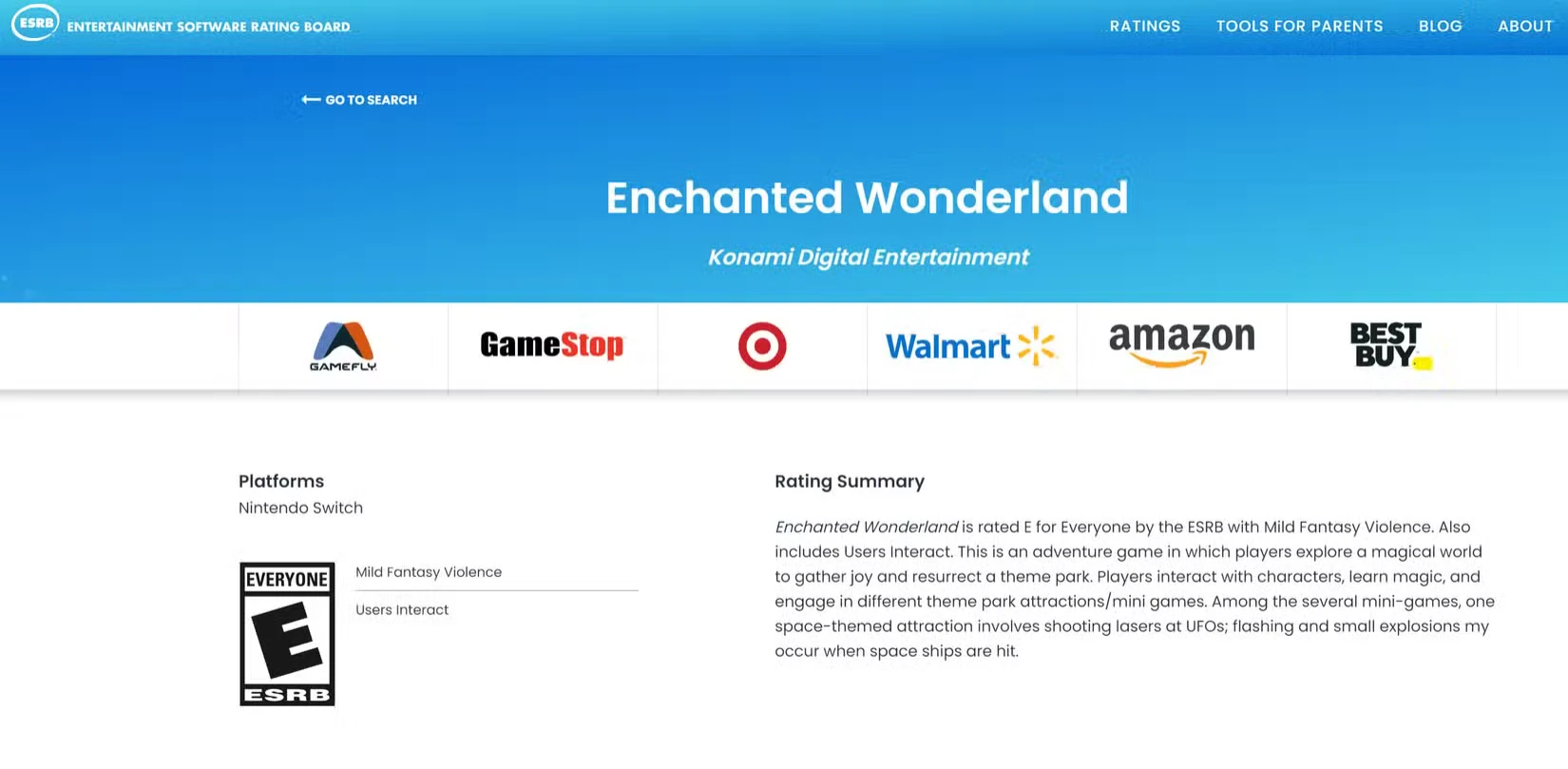 В сети обнаружена информация о неанонсированной игре Konami для Nintendo под названием Enchanted Wonderland