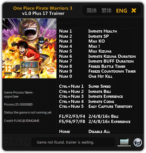 One Piece Pirate Warriors 3: Трейнер/Trainer (+17) [1.0] {FLiNG}