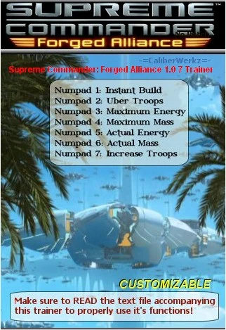 Supreme Commander Forged Alliance 1.0  7 Trainer
