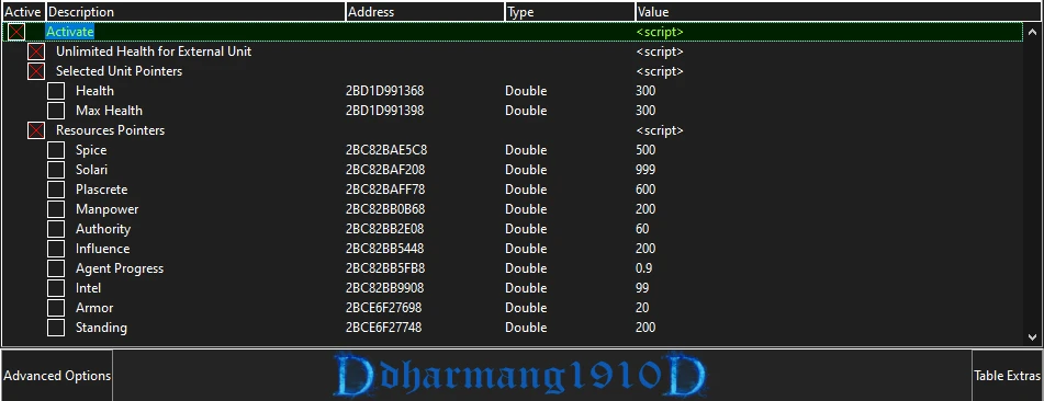 Dune: Spice Wars "Таблица для Cheat Engine" [0.1.19.14531] {dharmang1910}