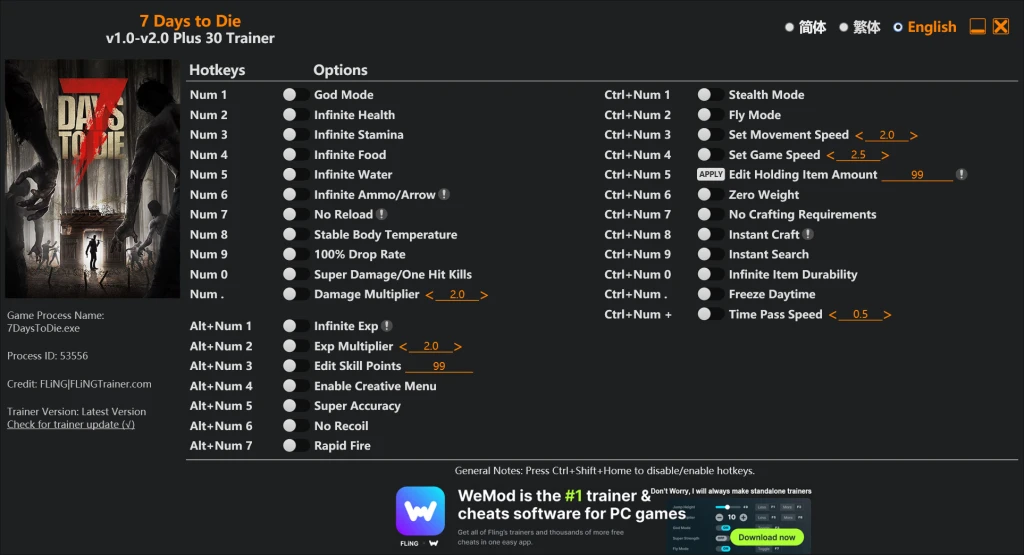 7 Days To Die "Трейнер +30" [1.0 - 2.0] {FLiNG}