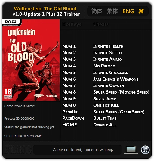 Wolfenstein: The Old Blood: Трейнер/Trainer (+12) [1.0 - Update 1] {FLiNG}