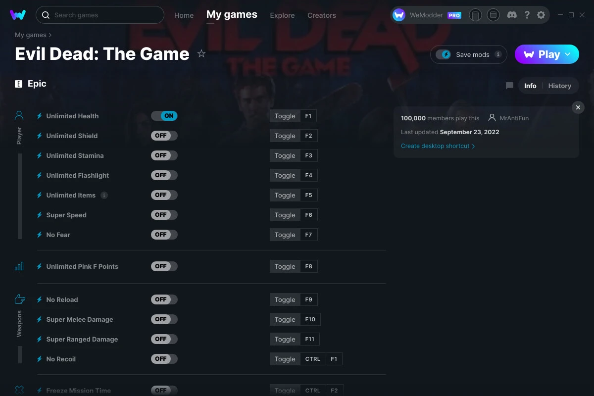 Evil Dead: The Game "Трейнер +13" [UPD: 23.09.2022] {MrAntiFun / WeMod}
