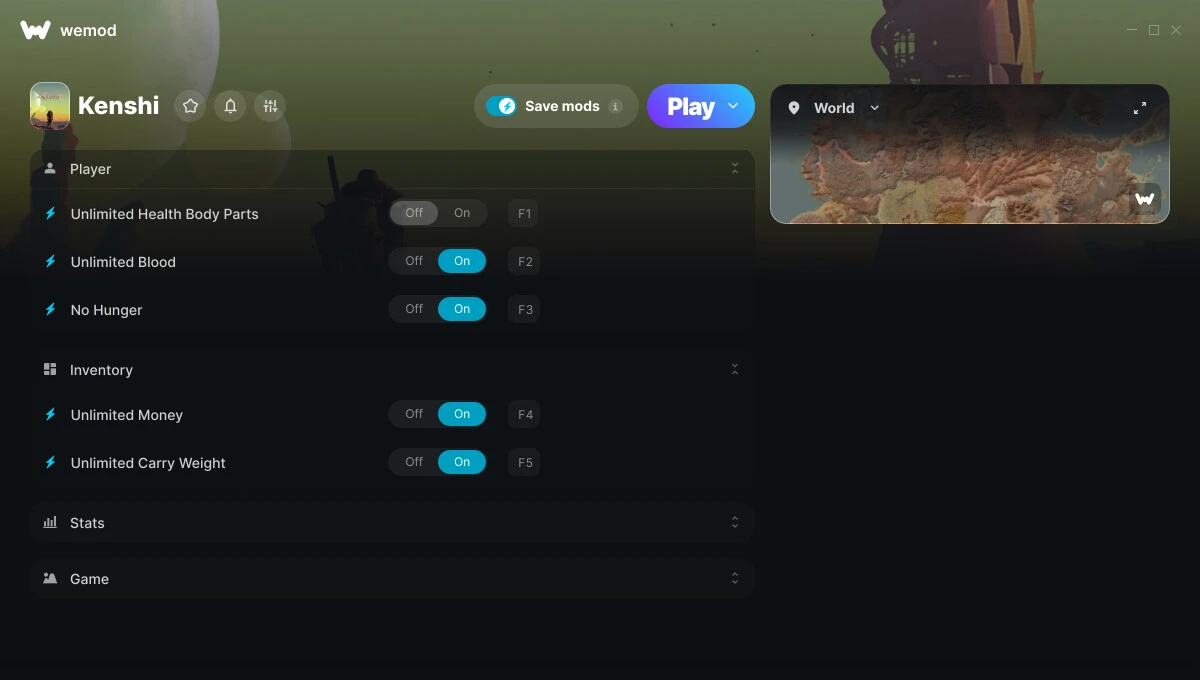 Kenshi "Трейнер +11 от WeMod: Здоровье, деньги, голод и пр"