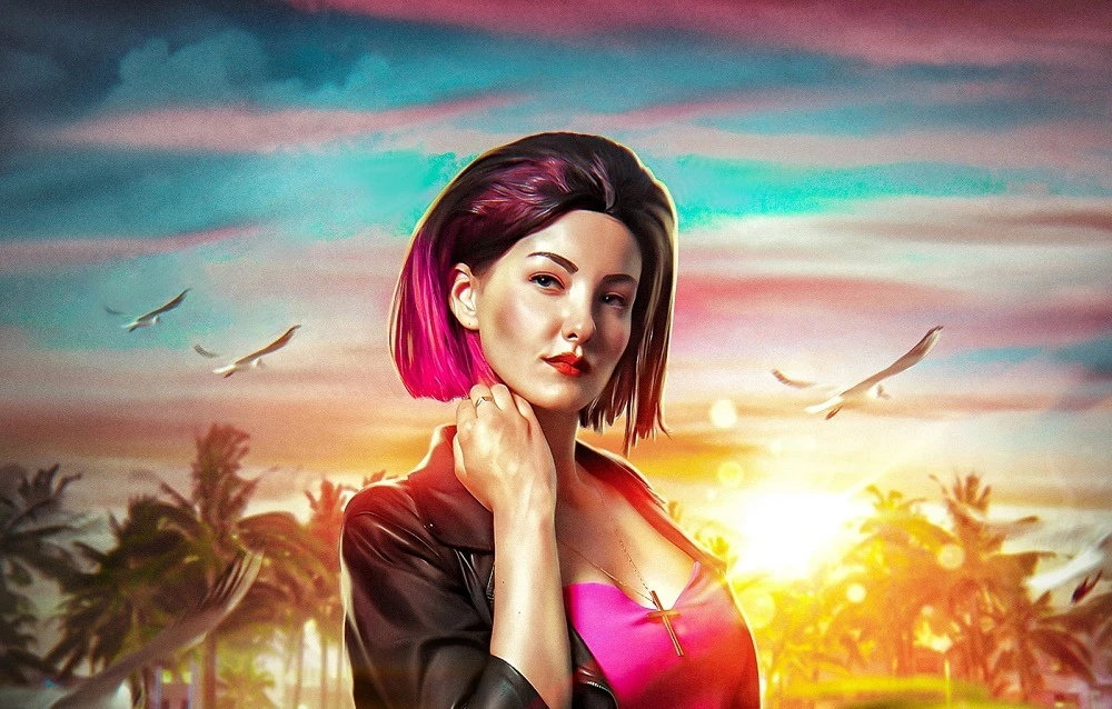 Косплей Мерседес Кортес из Grand Theft Auto: Vice City