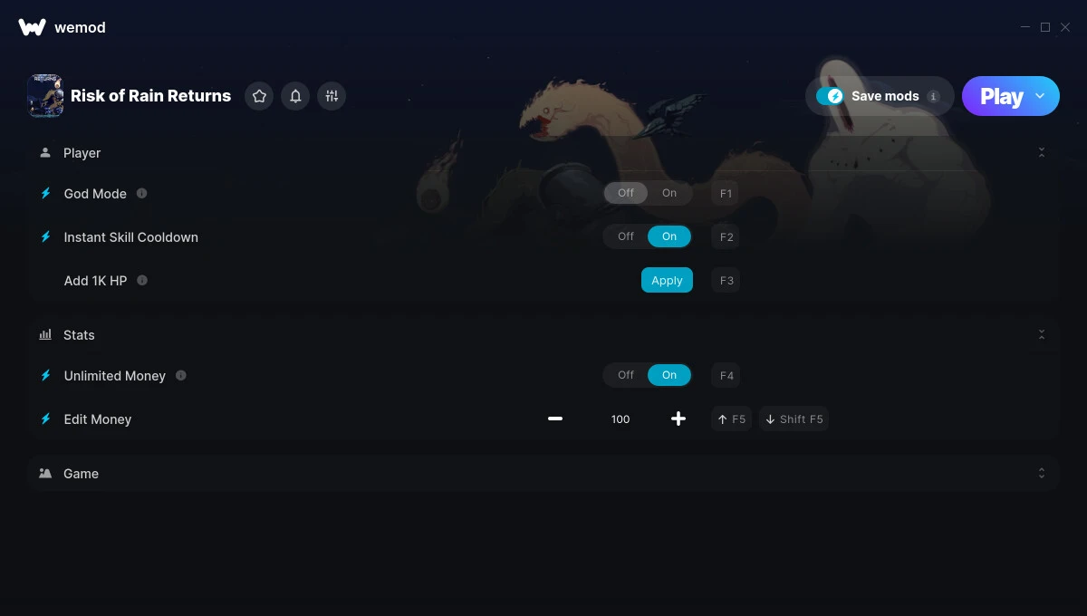 Risk of Rain Returns "Трейнер +8 от WeMod: Здоровье, таймер, деньги и пр"