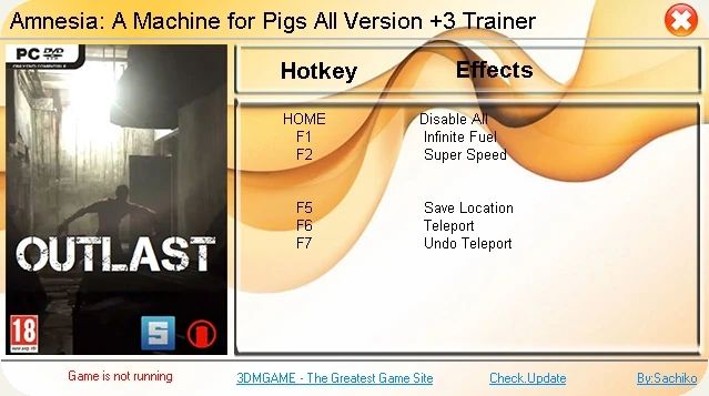Amnesia ~ A Machine for Pigs: Трейнер/Trainer (+3) [All Versions] {Sachiko}