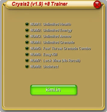 Crysis 2: Трейнер (+8) [1.9] {kimi.in}