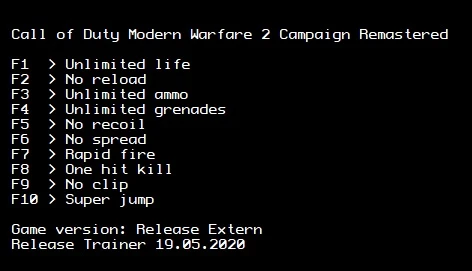 Call of Duty: Modern Warfare 2 - Remastered: Трейнер/Trainer (+10) [Release Rip Extern] {LIRW / GHL}