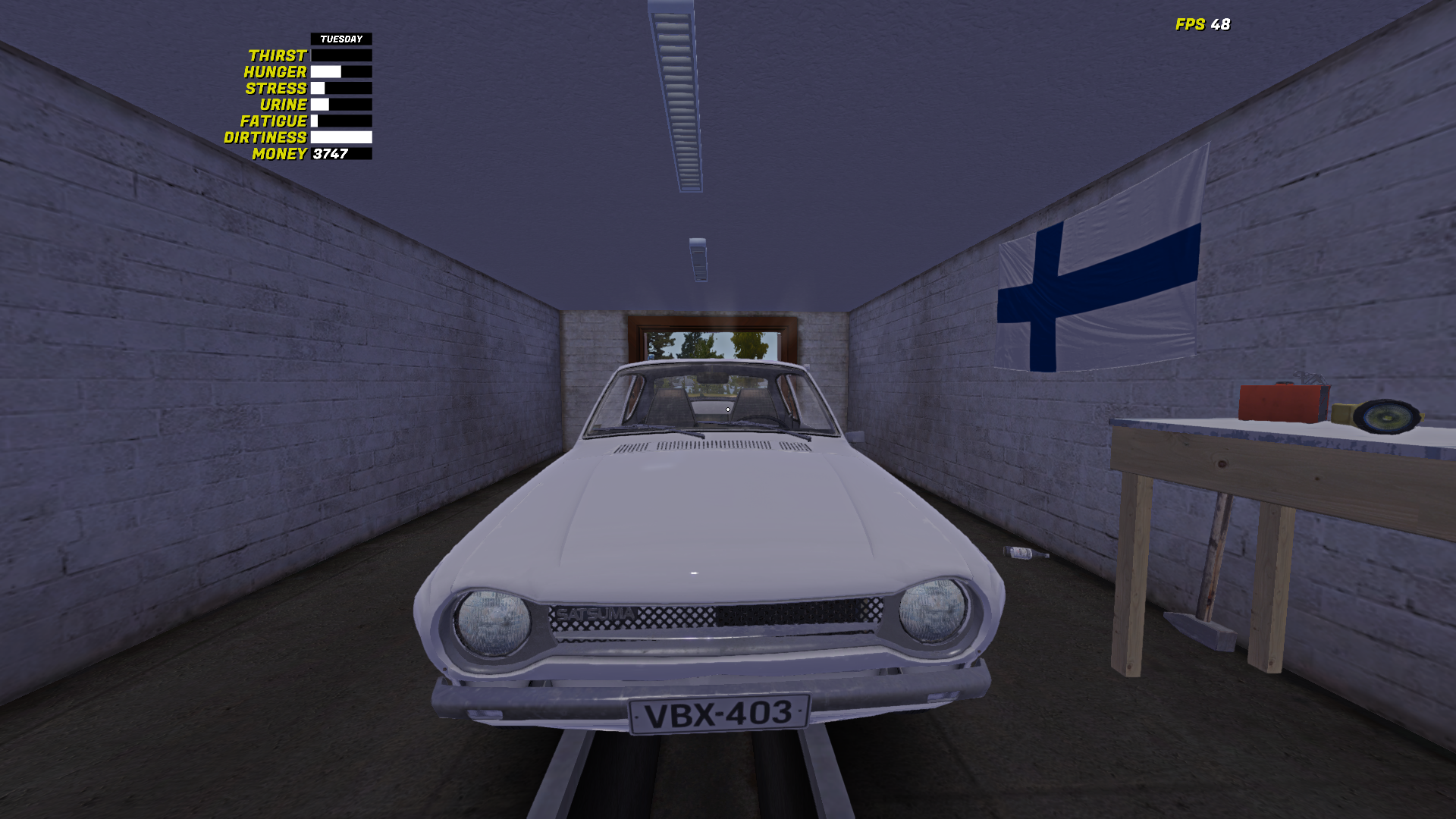 My Summer Car: "сохранение, сюжет не тронут, стоковая машина с новыми деталями, номера есть" [zip]