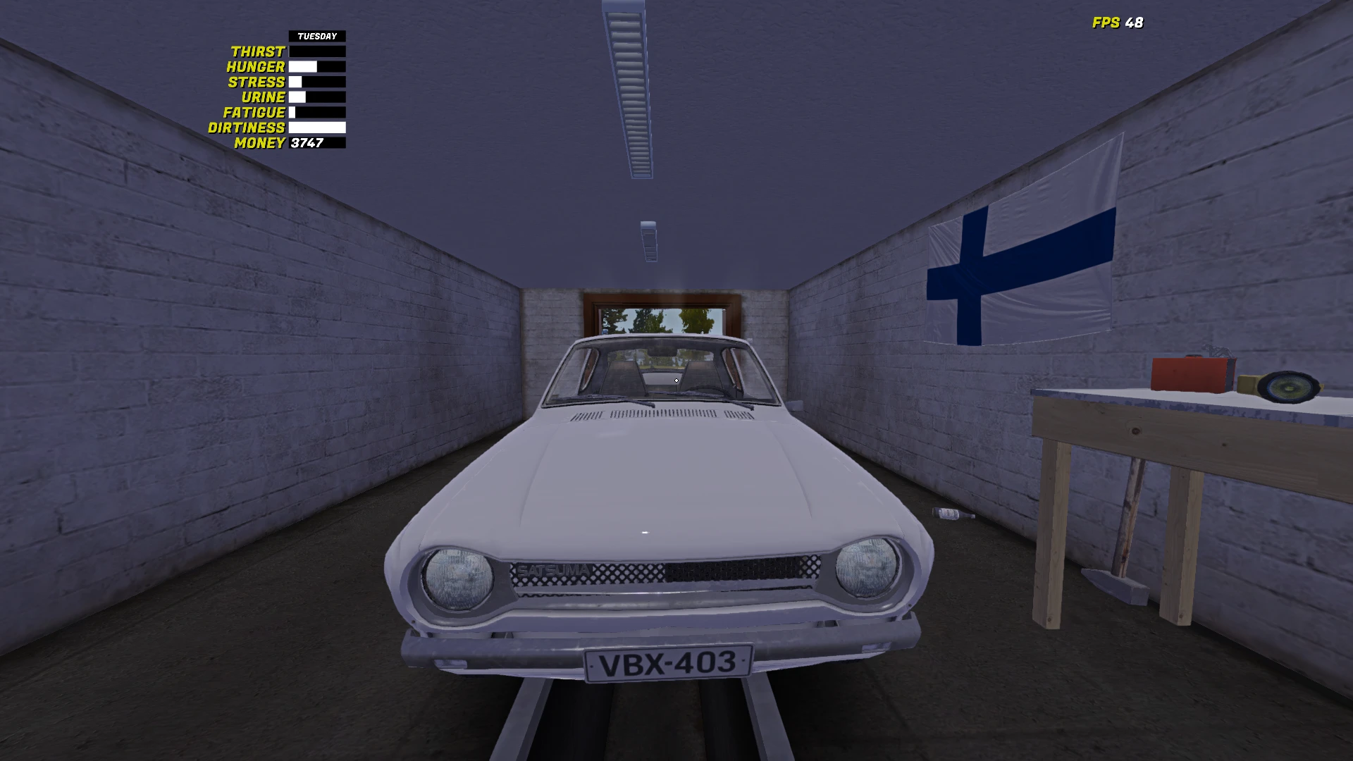 My Summer Car: "сохранение, сюжет не тронут, стоковая машина с новыми деталями, номера есть" [zip]