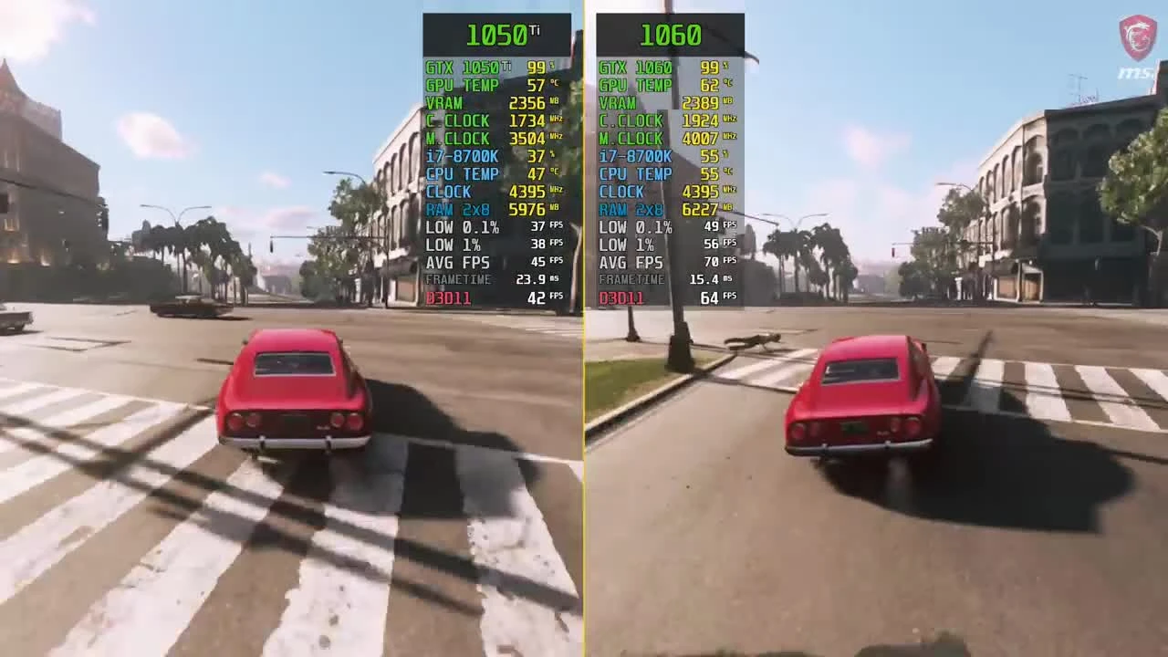 Сравнение Mafia 3 GTX 1050 Ti vs. GTX 1060