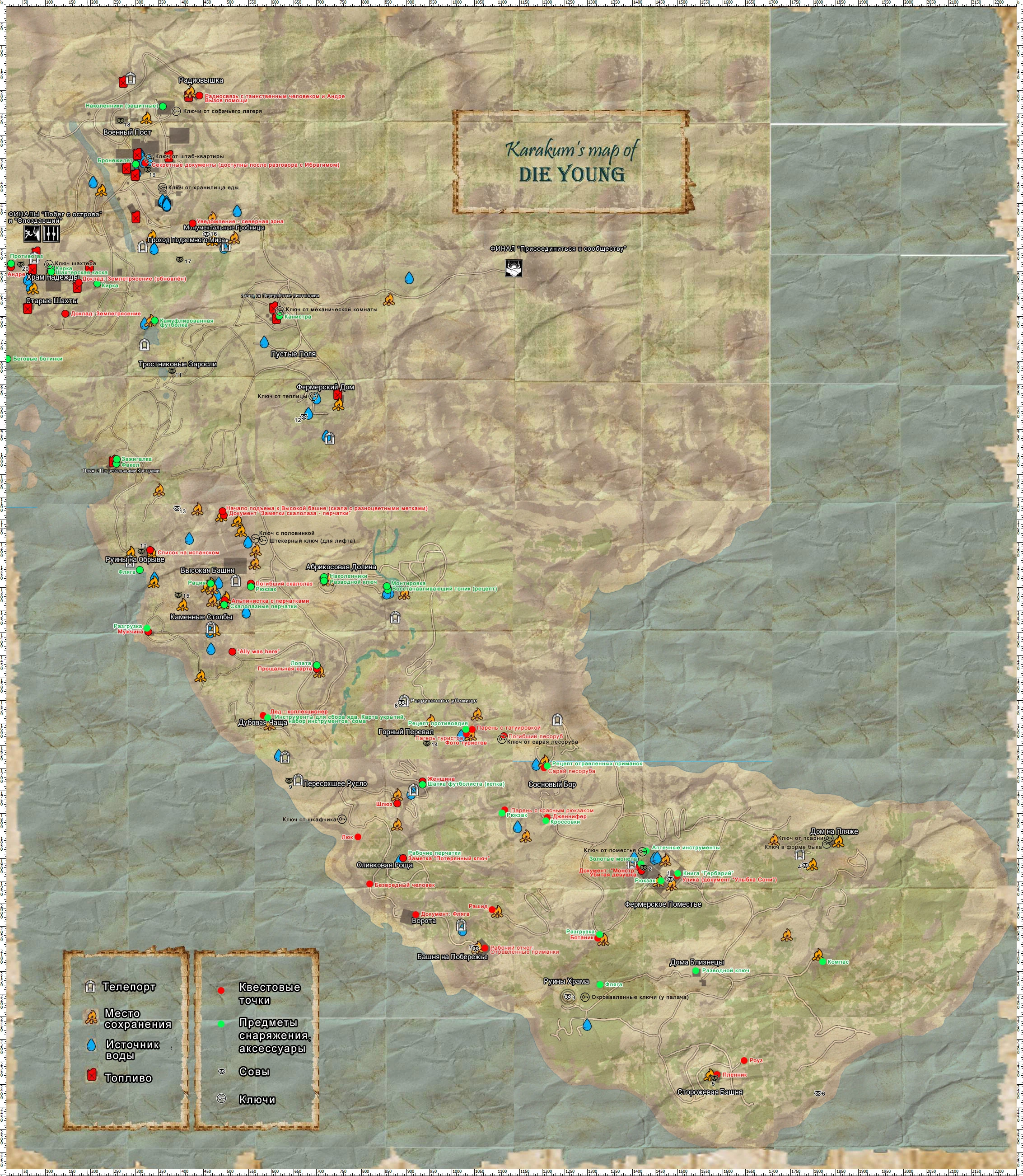 Die Young: руководство по прохождению с подробной картой