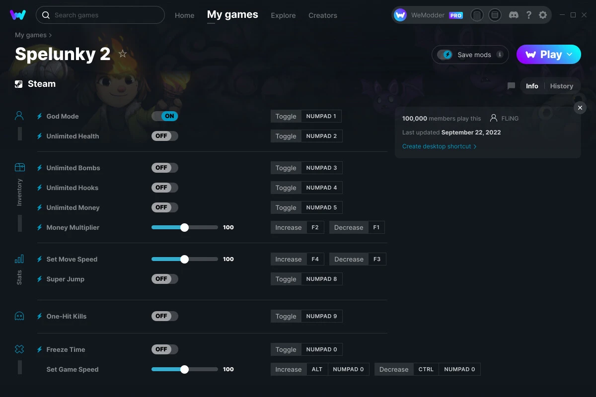 Spelunky 2 "Трейнер +11" [UPD: 22.09.2022] {FLiNG / WeMod}