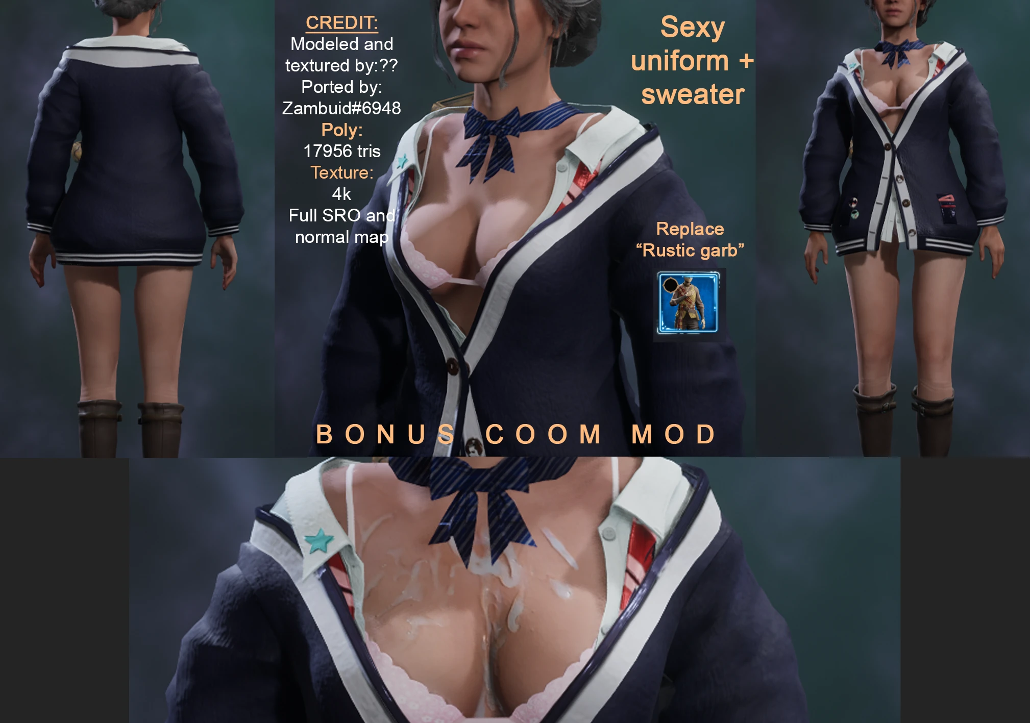 Hogwarts Legacy "Сексуальная униформа с голой грудью"