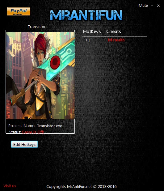 Transistor: Трейнер/Trainer (+1: Здоровье / Health) [1.50473] {MrAntiFun}