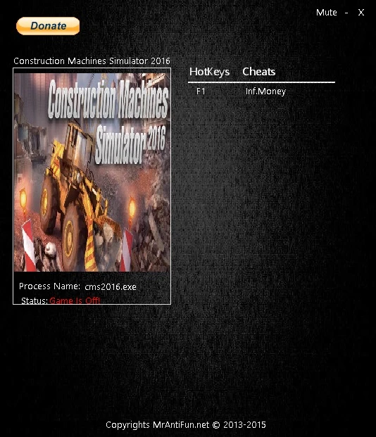 Construction Machines Simulator 2016: Трейнер/Trainer (+1: Деньги / Money) [1.0] {MrAntiFun}