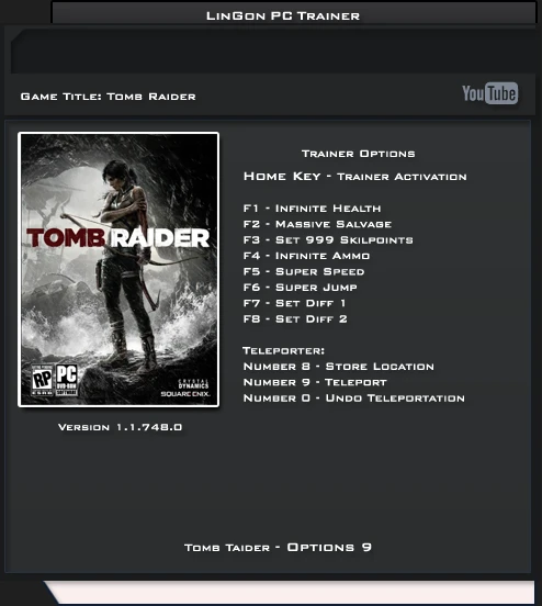 Tomb Raider (2013): Трейнер/Trainer (+9) [1.1.748.0] {LinGon}