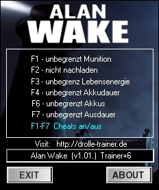 Alan Wake: Трейнер/Trainer (+6) [1.01.16.3292] {dr.olle}