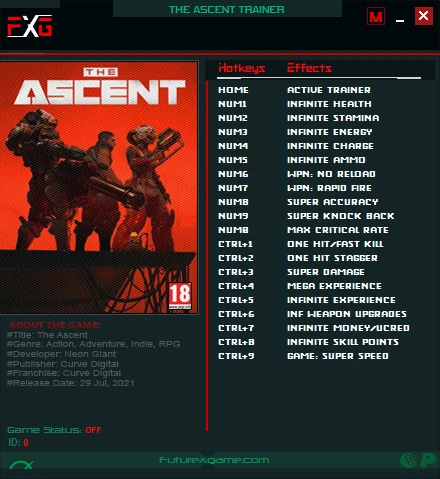 The Ascent: Трейнер/Trainer (+19) [1.0] {FutureX}