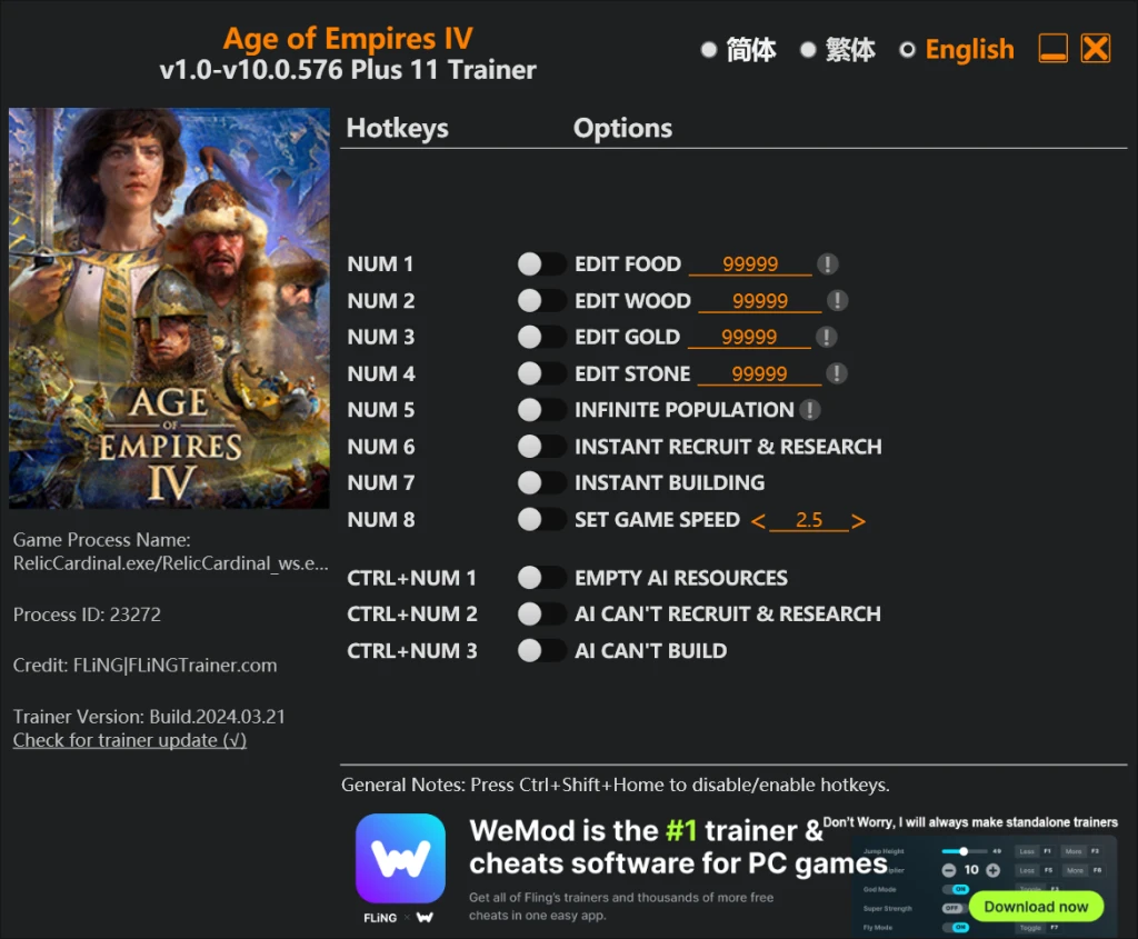 Age of Empires 4 "Трейнер +11" [1.0 - 10.0.576] {FLiNG}