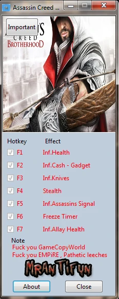 Assassin's Creed ~ Brotherhood: Трейнер/Trainer (+8) [1.0] {MrAntiFun}