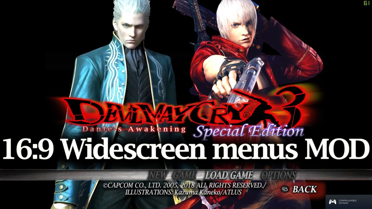 Devil May Cry HD Collection "DMC3 16: 9 широкоэкранный меню мод"