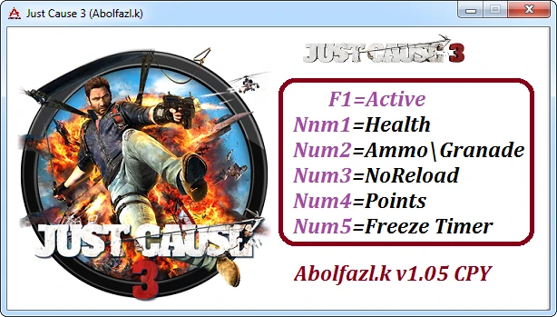 Just Cause 3: Трейнер/Trainer (+5) [1.05: x64] {Abolfazl-k}