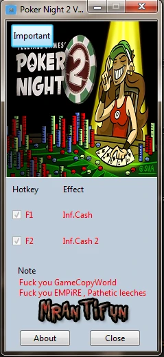 Poker Night 2: Трейнер/Trainer (+1: Деньги / Money) [1.0] {MrAntiFun}