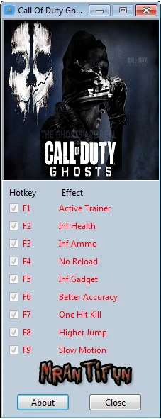 Call of Duty ~ Ghosts: Трейнер/Trainer (+8) [1.0.0.1] {MrAntiFun}