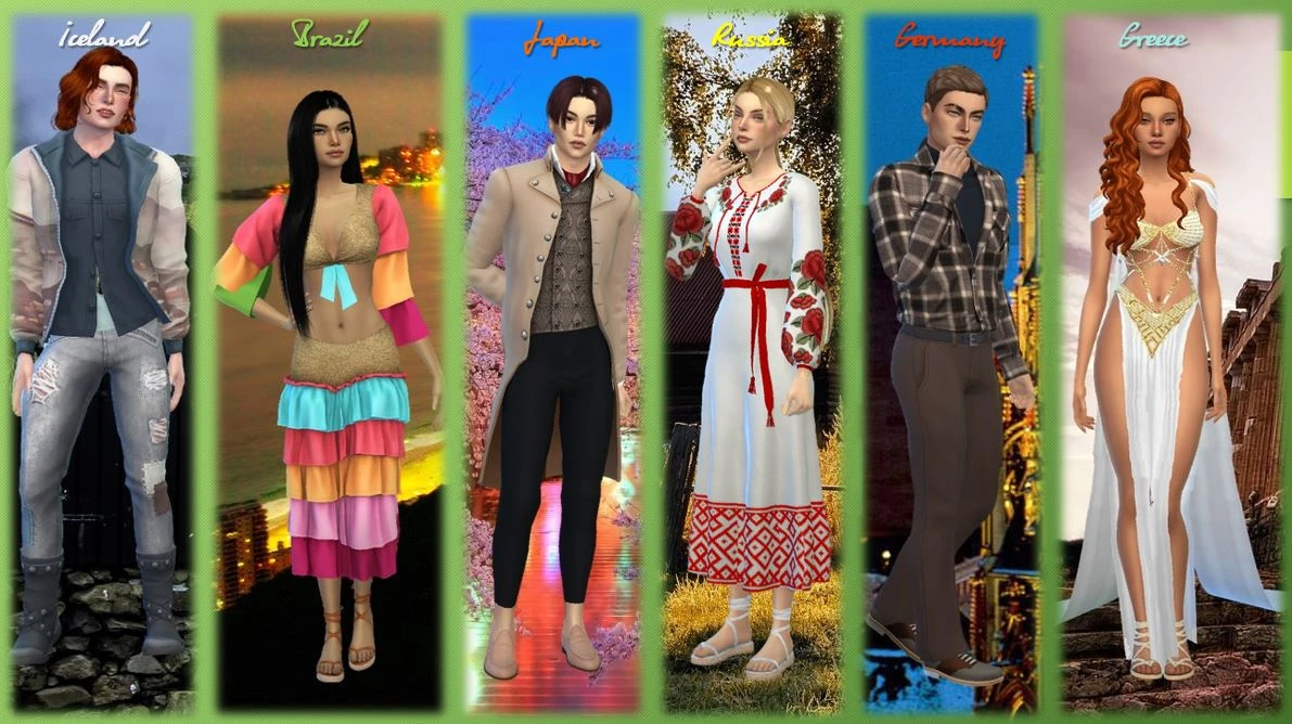 The Sims 4 "Персонажи-ассоциации со странами. Часть 2"