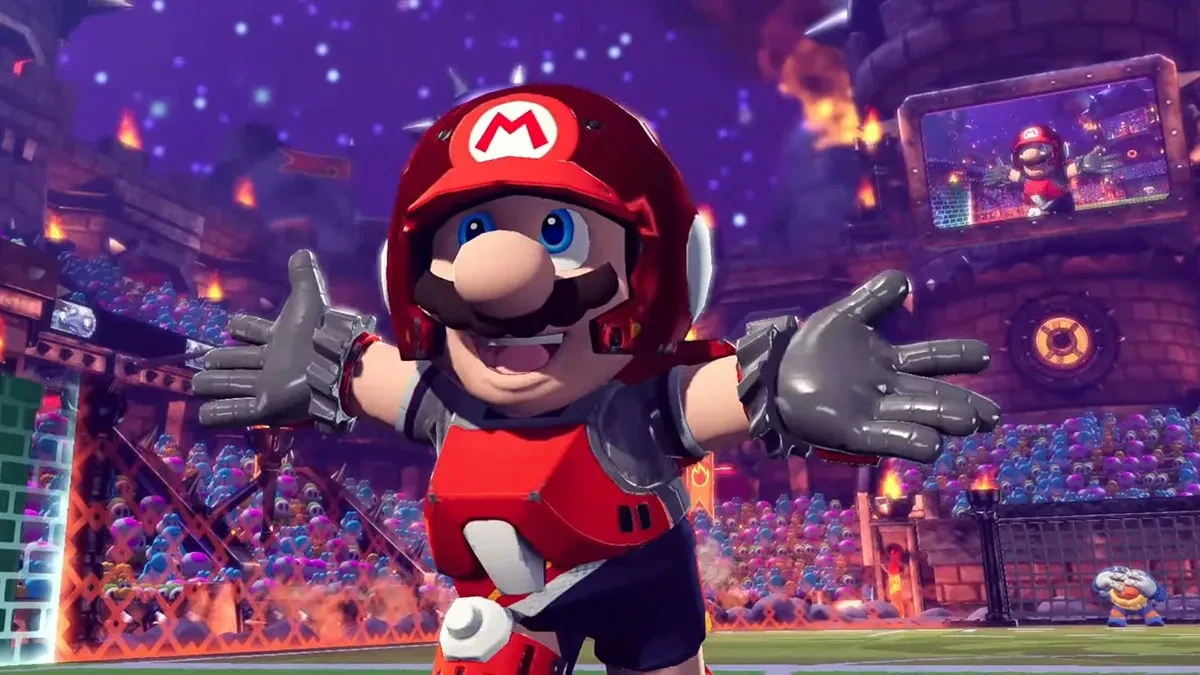 Геймплейное видео Mario Strikers: Battle League с популярным итальянским футбольным комментатором