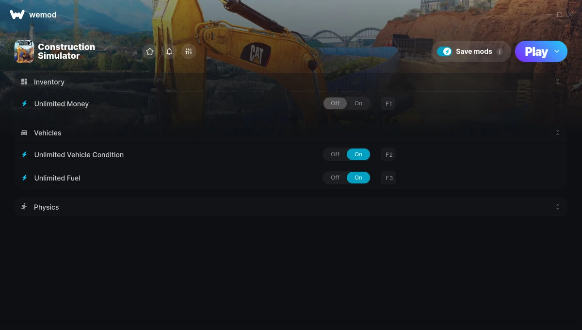 Construction Simulator "Трейнер +5 от WeMod: Деньги, прыжок, топливо и пр"