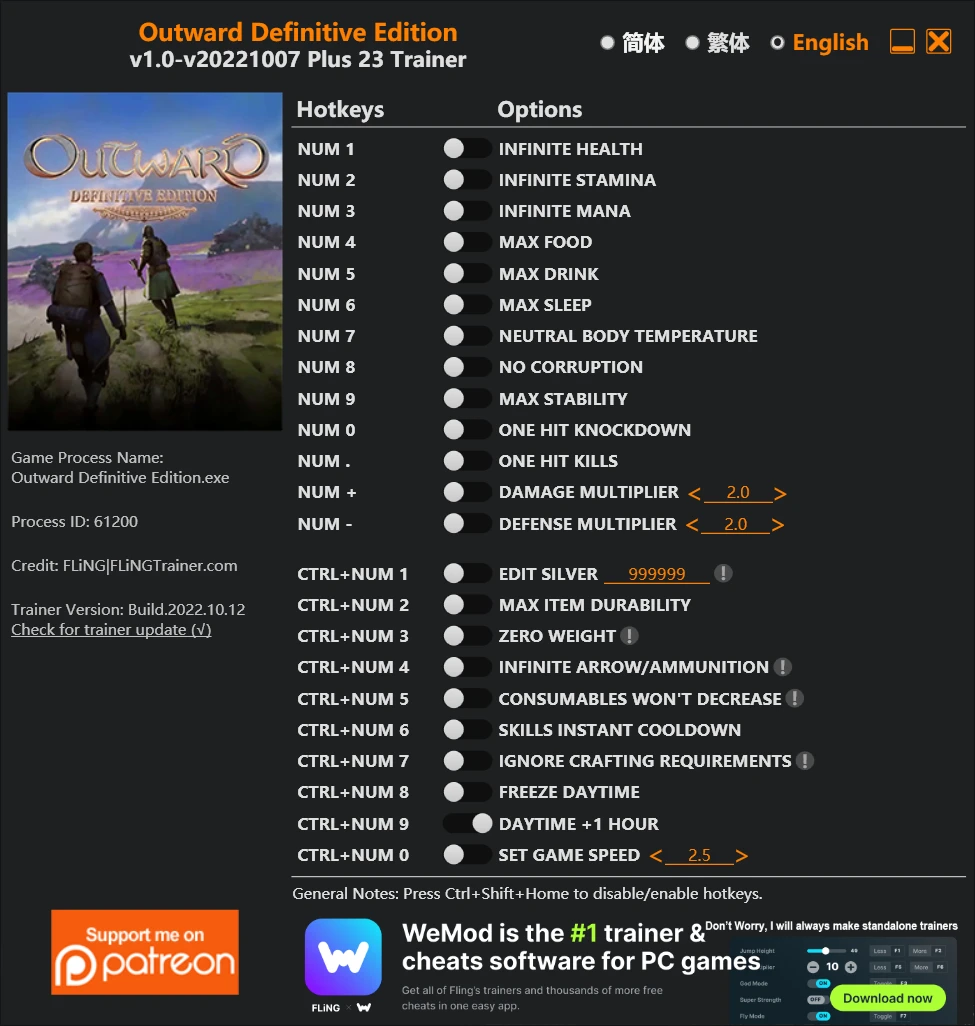 Outward - Definitive Edition "Трейнер +23" [1.0 - UPD: 07.10.2022] {FLiNG}