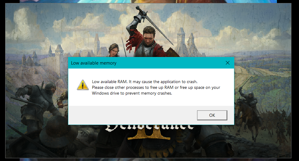 Вылезает при запуске: "Не хватает оперативной памяти"