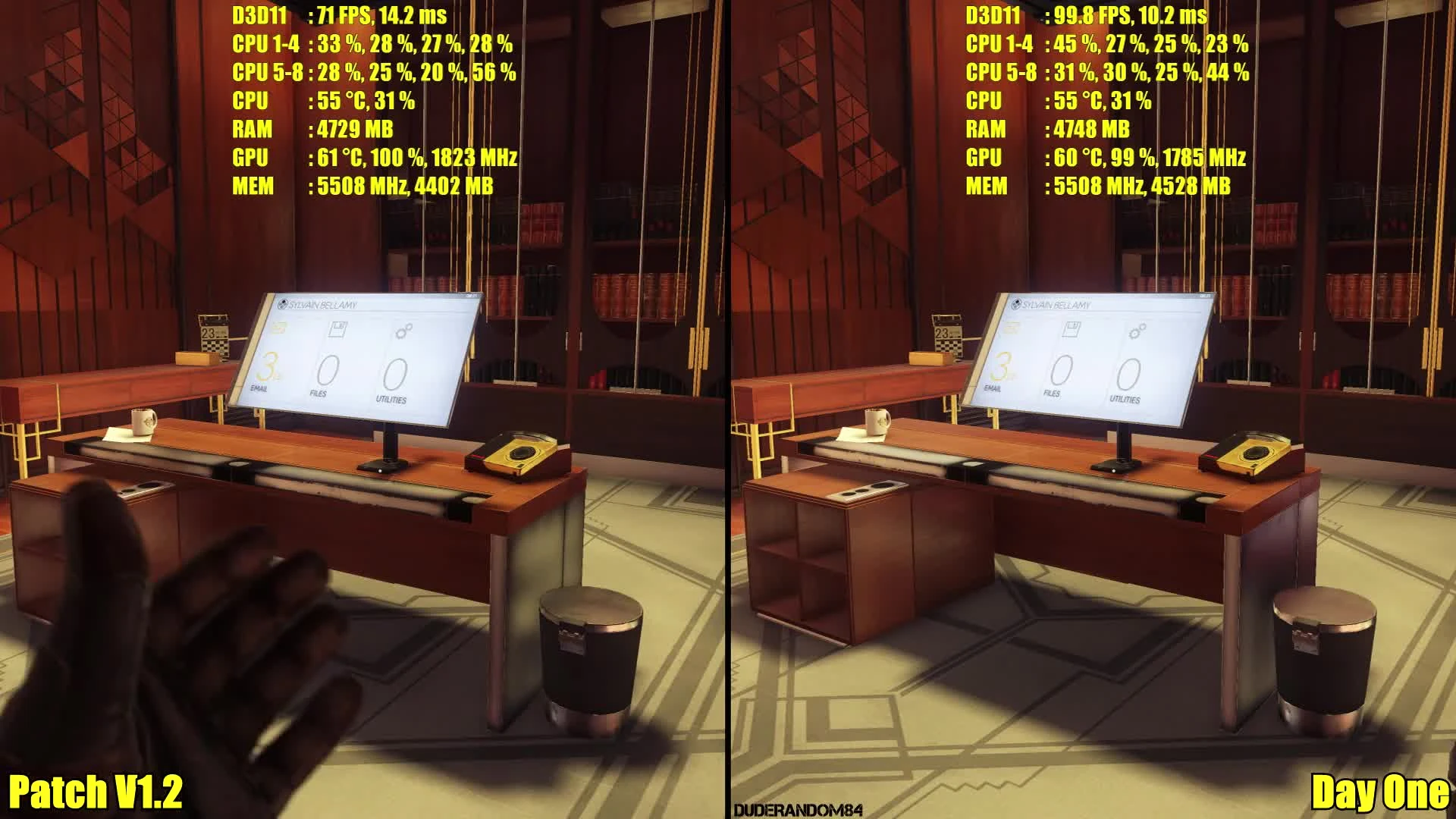 Prey Update patch V1.2 Vs Day One GTX 1080 TI Частота кадров