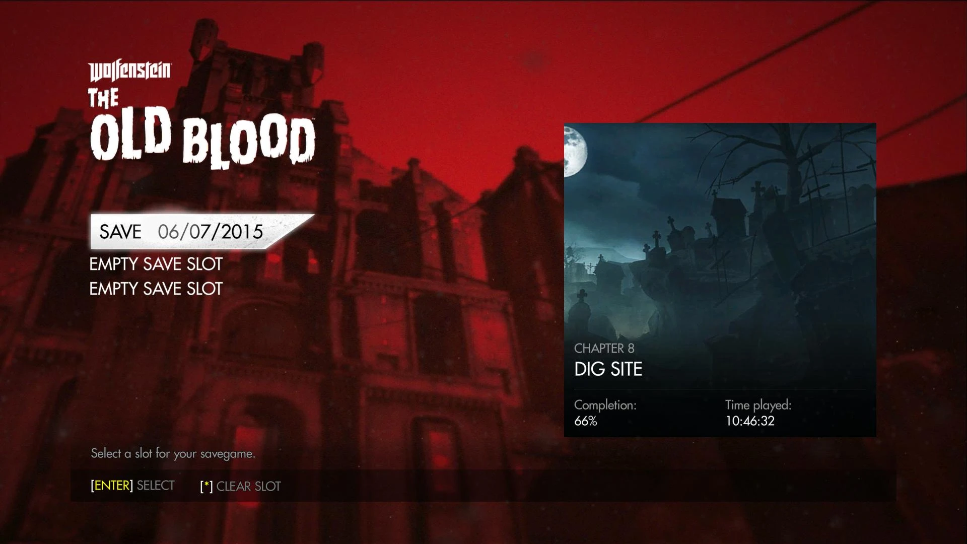 Wolfenstein: The Old Blood: Сохранение/SaveGame (Пройдена кампания, все предметы, все перки, 66%) [Soul Fly]
