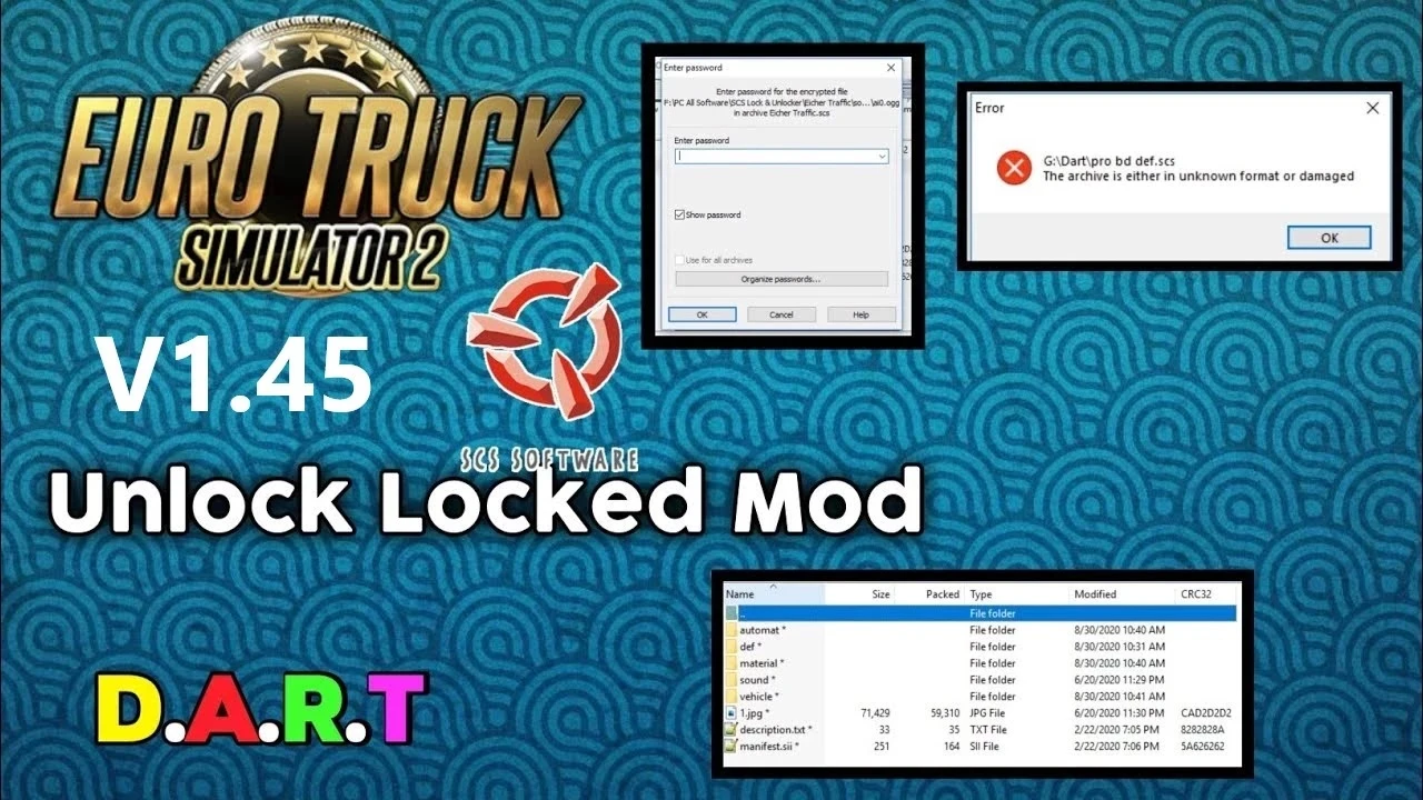 Euro Truck Simulator 2 "Взломщик Запароленных Архивов" [1.45] {DART}