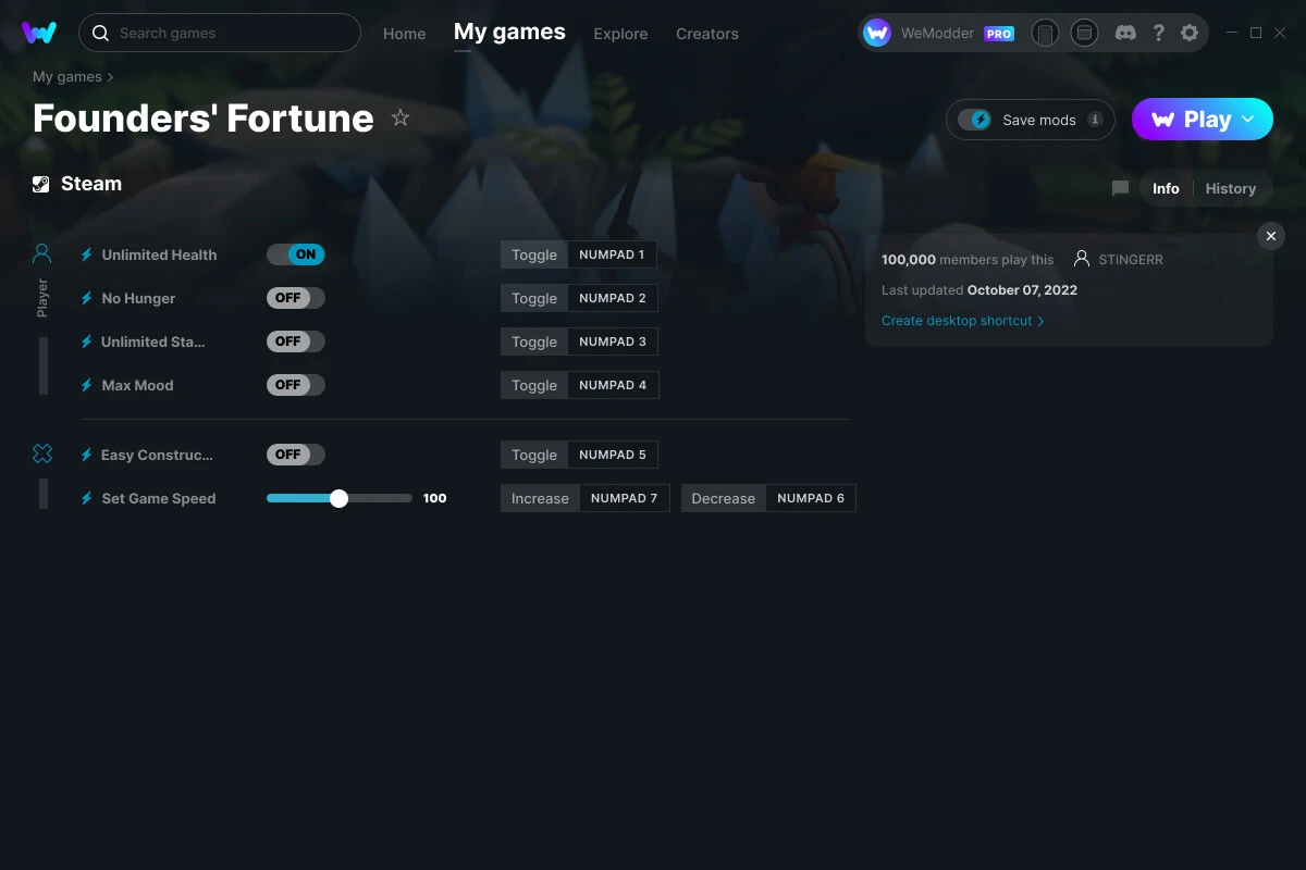 Founders' Fortune "Трейнер +6" [UPD: 07.10.2022] {STiNGERR / WeMod}