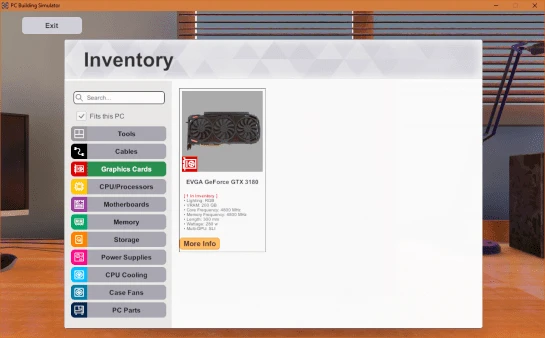 PC Building Simulator "Nvidia GeFroce GTX 3180 (Ti) (200VRAM!)"