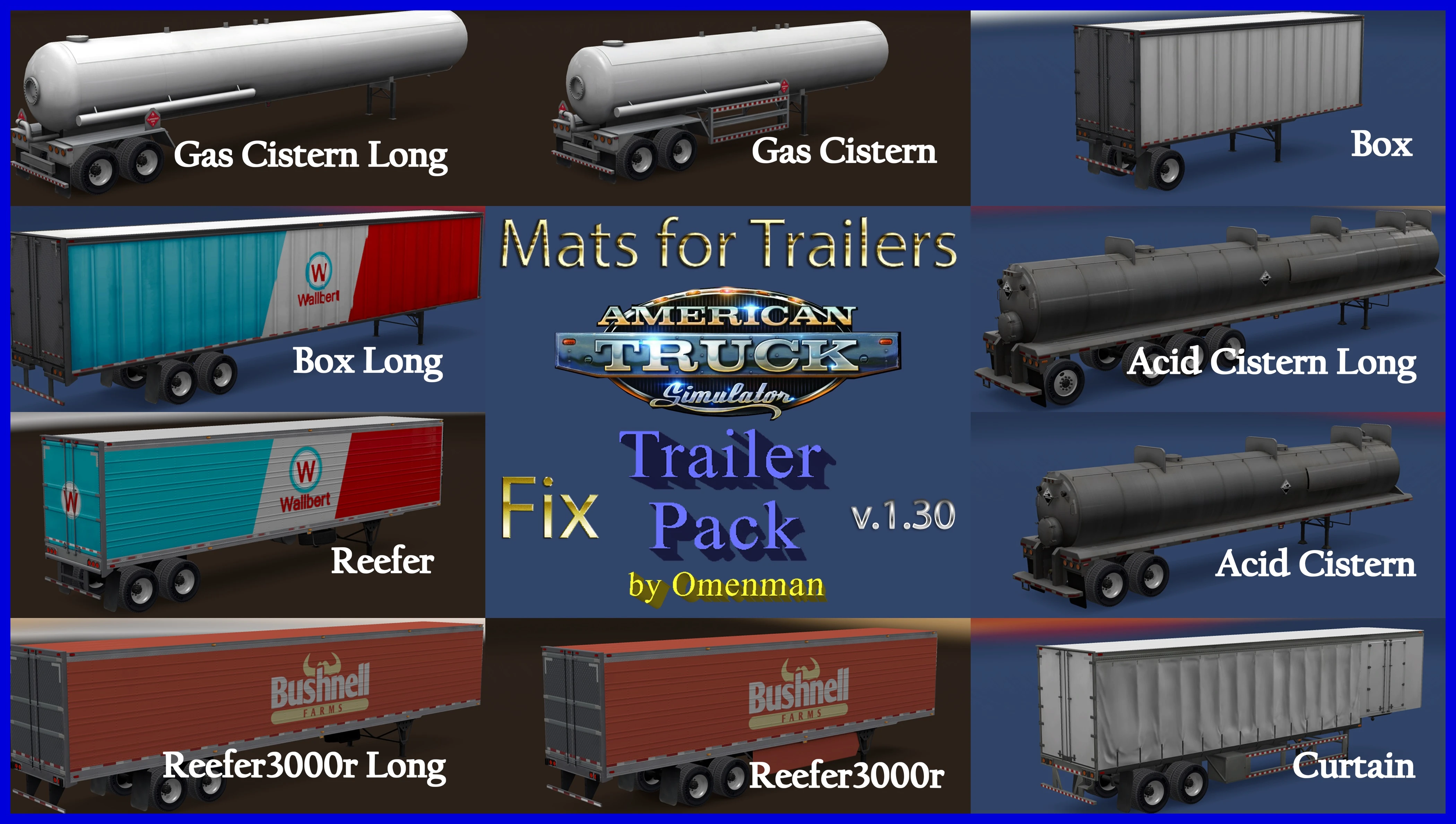 American Truck Simulator "Fix Mats for Trailers v.1.30"