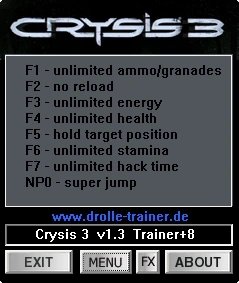 Crysis 3: Трейнер/Trainer (+8) [1.3 / 1.5] {dR.oLLe}