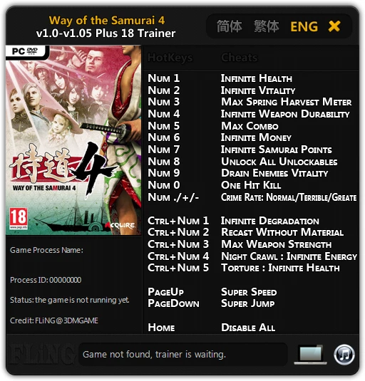 Way of the Samurai 4: Трейнер/Trainer (+18) [1.0 - 1.05] {FLiNG}